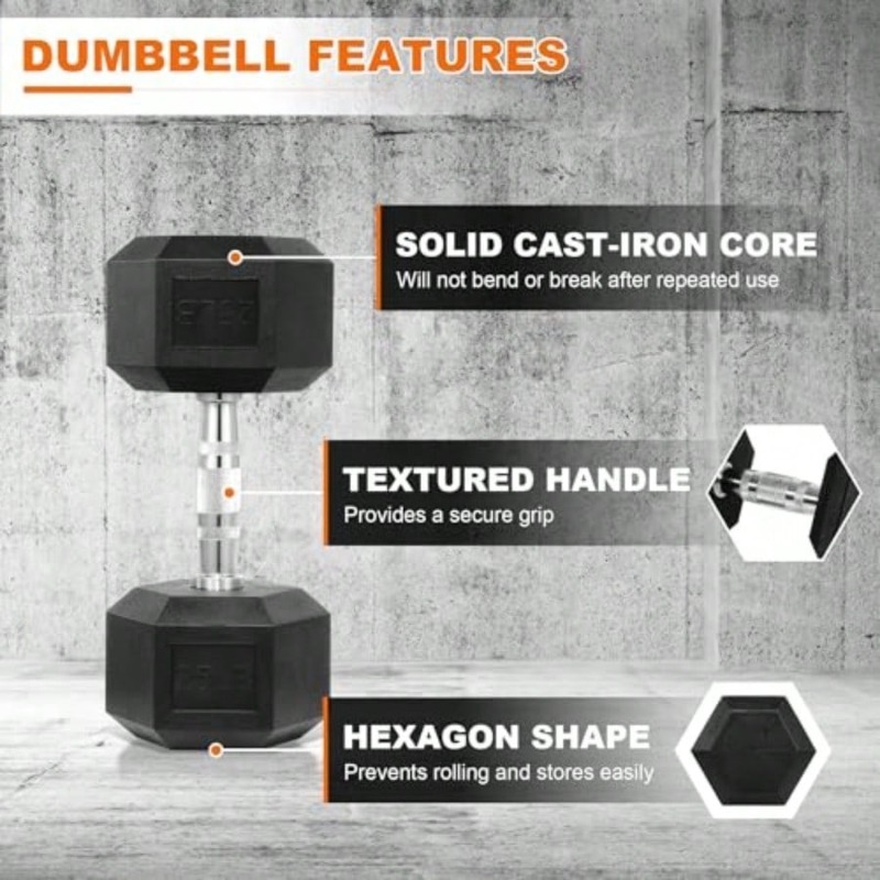 Dumbbells Rubber Coated Hand W - Home Gym Dumbbell Set 评论和价格