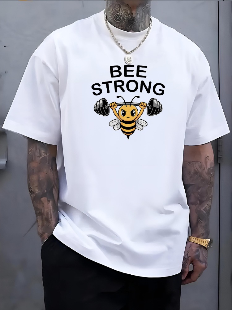 Men Cotton Tee Bee Strong Barb - Home Gym China 评论和价格