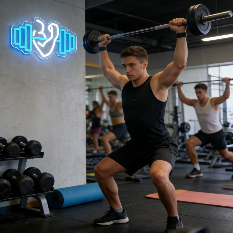 Bicep Dumbbell Neon Sign LED W - Home Gym Yoga Studio 评论和价格